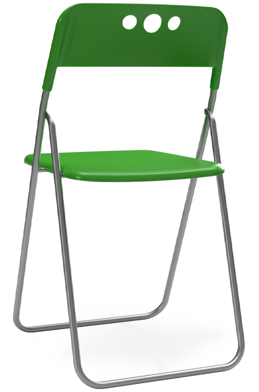 Cadeira desdobrável para uso exterior, fabricada em polipropileno, pernas em estrutura de aço. Fabricado em Portugal, Plásticos Joluce.
